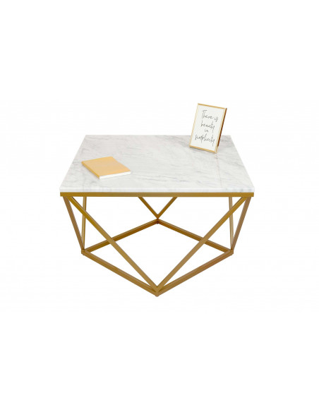 Unikalny stolik kawowy Diament z blatem marmurowym Fashion-Home