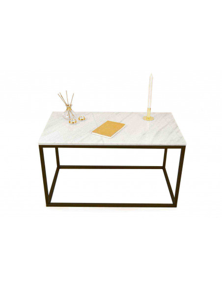 Ręcznie wykonany stolik kawowy Lisa z blatem marmurowym Fashion-Home