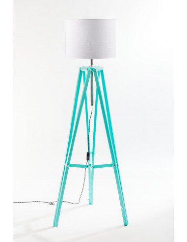 Lampa podłogowa TRIPOD w kolorze miętowym/abażur Biały