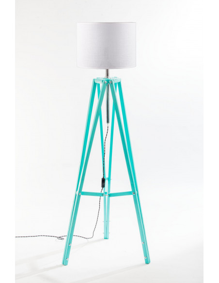 Lampa podłogowa TRIPOD w kolorze miętowym/abażur Biały