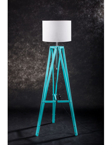 Lampa podłogowa TRIPOD w kolorze miętowym/abażur Biały