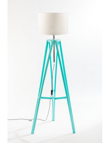 Lampa podłogowa TRIPOD w kolorze miętowym/abażur ECRU