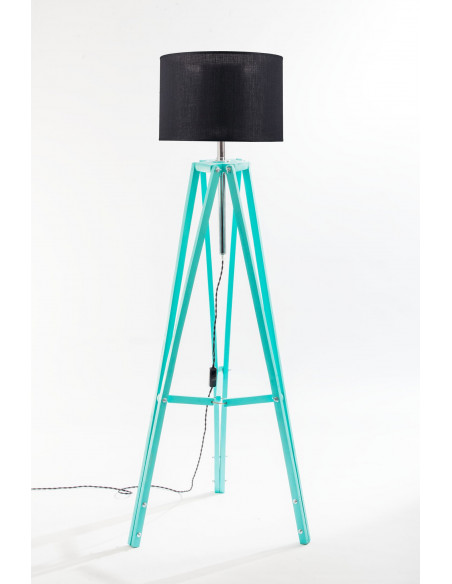 Lampa podłogowa TRIPOD w kolorze miętowym/abażur Czarny