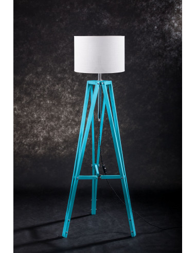 Lampa podłogowa TRIPOD w kolorze turkusu/abażur biały