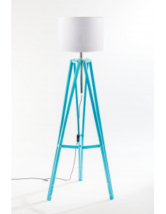 Lampa podłogowa TRIPOD w kolorze turkusu/abażur biały 2