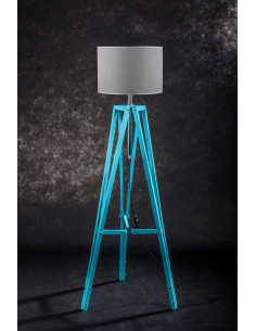 Lampa podłogowa TRIPOD w kolorze turkusu/abażur szary