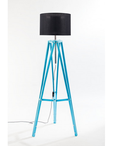 Lampa podłogowa TRIPOD w kolorze turkusu/abażur czarny