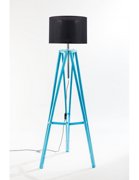 Lampa podłogowa TRIPOD w kolorze turkusu/abażur czarny