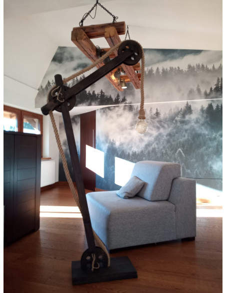 LAMPA PODŁOGOWA LOFTOWA LOCH NESS / WENGE /HANDMADE/