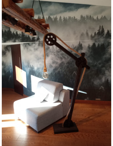 LAMPA PODŁOGOWA LOFTOWA LOCH NESS / WENGE /HANDMADE/