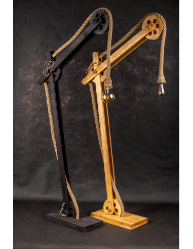 LAMPA DREWNIANA PODŁOGOWA LOFTOWA LOCH NESS / BROWN /HANDMADE/