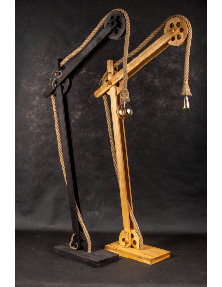 LAMPA DREWNIANA PODŁOGOWA LOFTOWA LOCH NESS / BROWN /HANDMADE/