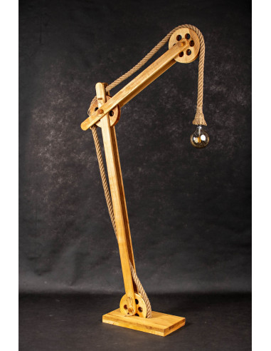 LAMPA DREWNIANA PODŁOGOWA LOFTOWA LOCH NESS / BROWN /HANDMADE/