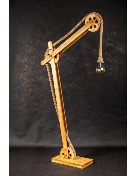 LAMPA DREWNIANA PODŁOGOWA LOFTOWA LOCH NESS / BROWN /HANDMADE/