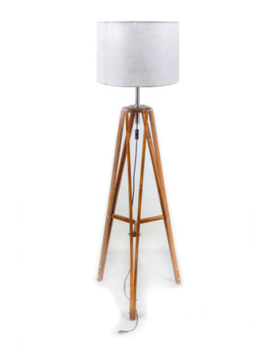 Lampa LOFTOWA podłogowa LOFT BROWN ABAŻUR BIAŁY