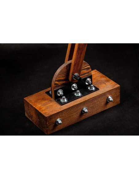 Lampa loftowa stojąca WOODEN CRANE /HANDMADE/ ABAŻUR BIAŁY