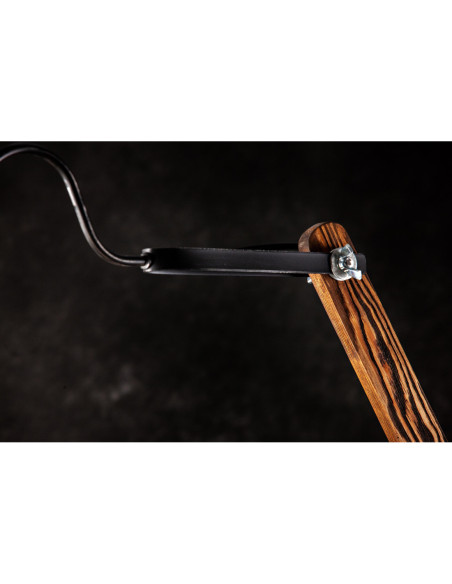 Lampa loftowa stojąca WOODEN CRANE /HANDMADE/ ABAŻUR BIAŁY