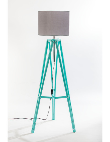 Lampa podłogowa TRIPOD w kolorze miętowym/abażur szary