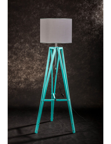 Lampa podłogowa TRIPOD w kolorze miętowym/abażur szary