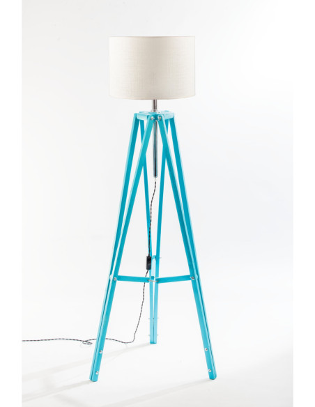 Lampa podłogowa TRIPOD w kolorze turkusu/abażur ecru