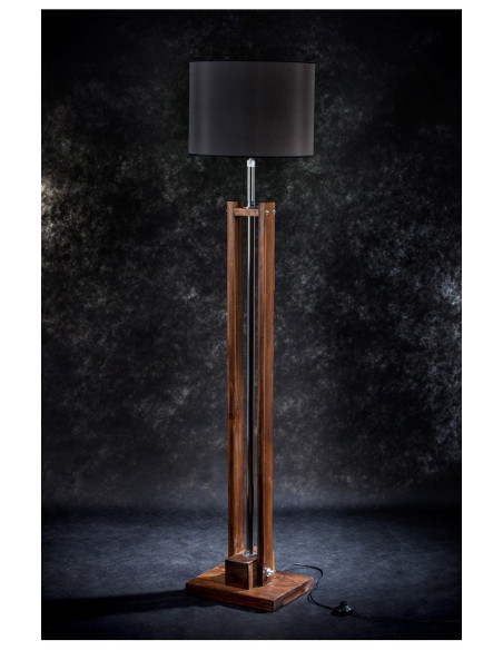 Lampa podłogowa CLASSIC brown/abażur czarny /HANDMADE/