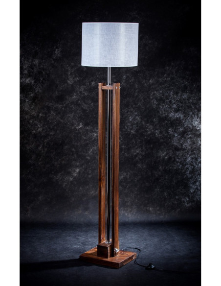 Lampa podłogowa CLASSIC brown/abażur czarny /HANDMADE/