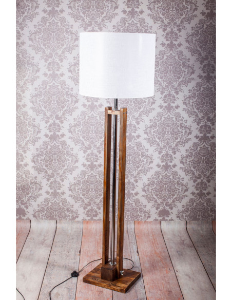 Lampa podłogowa CLASSIC brown/abażur czarny /HANDMADE/