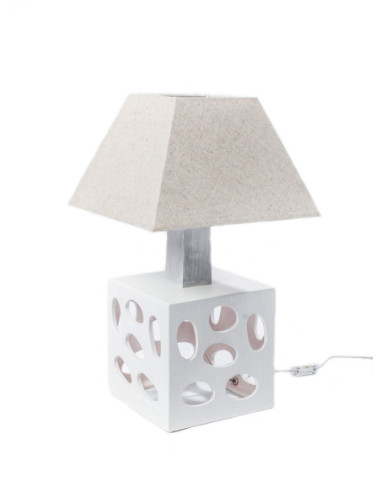 Lampka ceramiczna CUBE w kolorze ecru