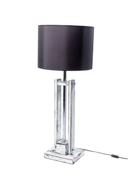 Lampa CLASSIC SMALL biała przecierana z czarnym abażurem  /HANDMADE/