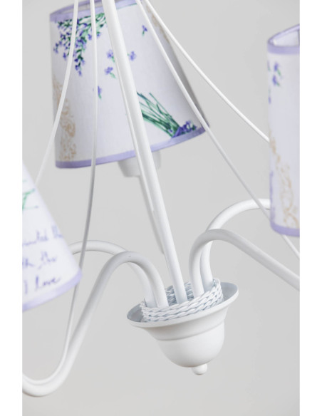 Żyrandol prowansalski KATRIN 5 AB BIAŁY / LAWENDA