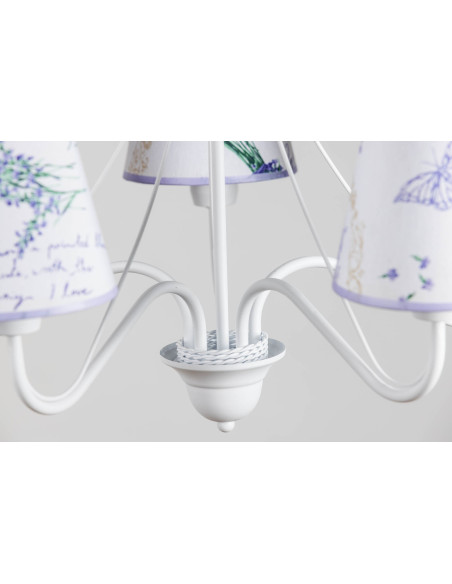 Żyrandol prowansalski KATRIN 5 AB BIAŁY / LAWENDA