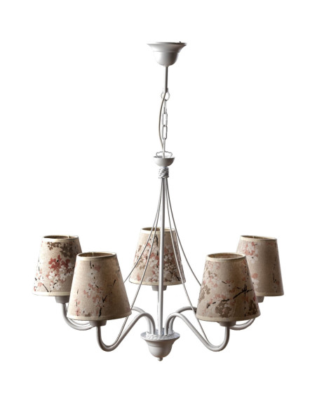 Żyrandol prowansalski KATRIN 5 AB BIAŁY/ KWIAT WIŚNI