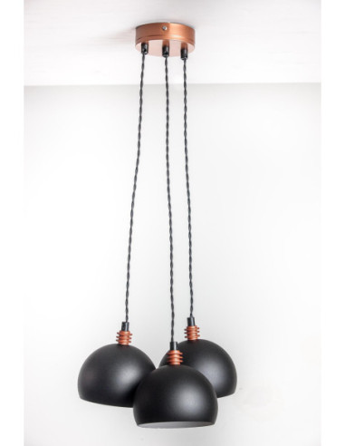 Lampa wisząca TESTER 3L/CZARNY/MIEDŹ