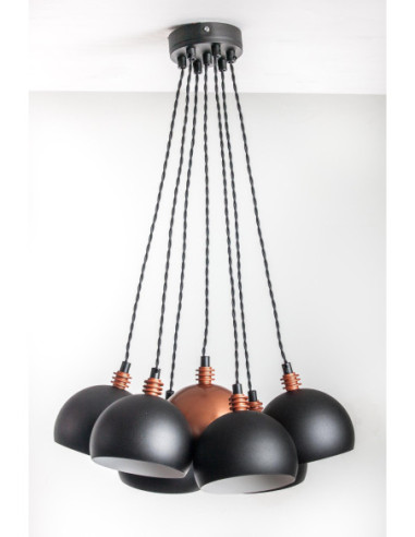 Lampa wisząca TESTER 7L/6 CZARNY+1 MIEDŹ/CZARNY