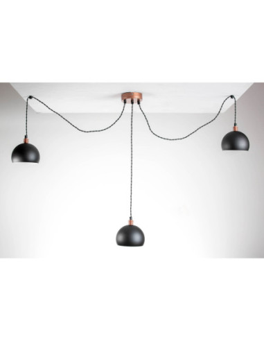 Lampa pająk TESTER 3LP/CZARNA/MIEDŹ