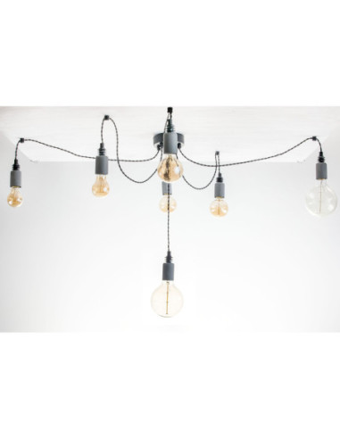 Lampa pająk  BETON 7LP/CZARNY