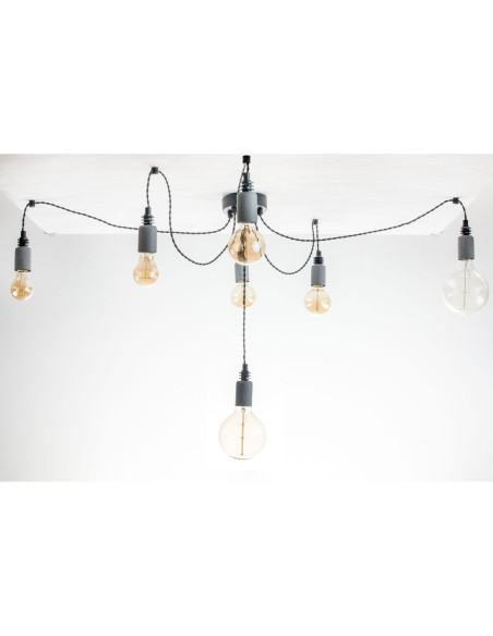 Lampa pająk  BETON 7LP/CZARNY