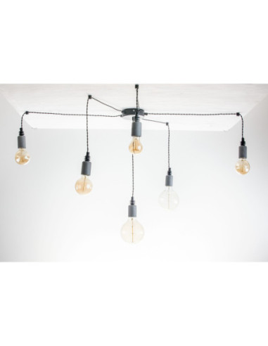 Lampa pająk BETON 6NP/CZARNY