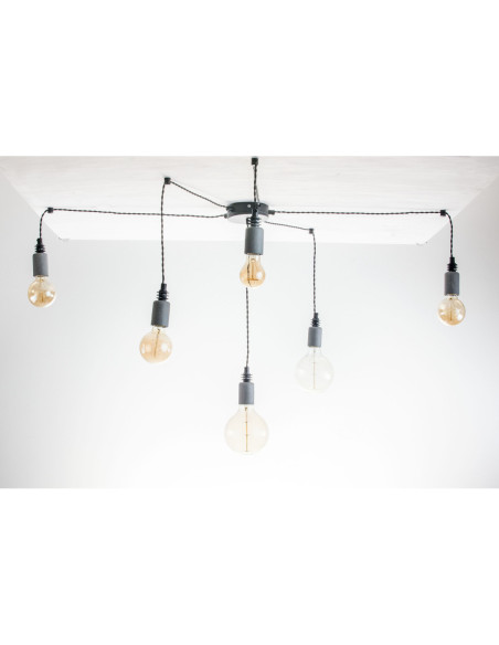 Lampa pająk BETON 6NP/CZARNY