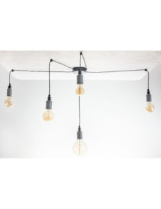 Lampa pająk BETON 5NP/CZARNY