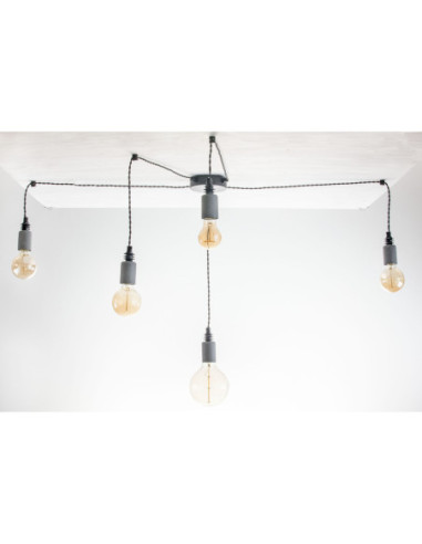 Lampa pająk BETON 5NP/CZARNY