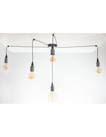 Lampa pająk BETON 5NP/CZARNY