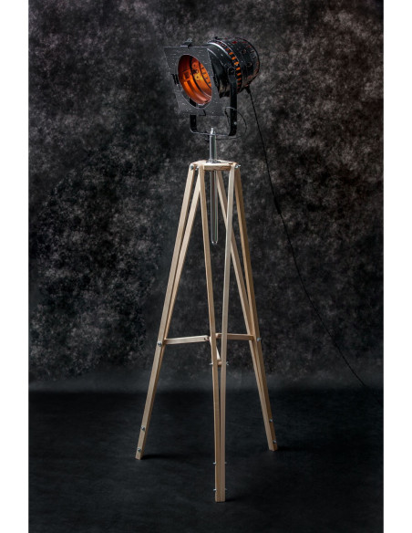 Lampa INDUSTRIALNA podłogowa naturalna/reflektor czarny/miedź/HANDMADE/