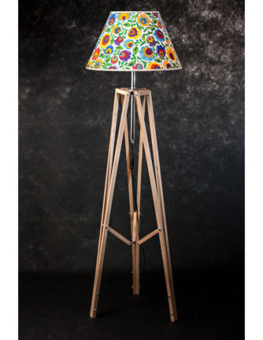 Lampa podłogowa FOLK woskowana ABAŻUR STOŻEK BIAŁY