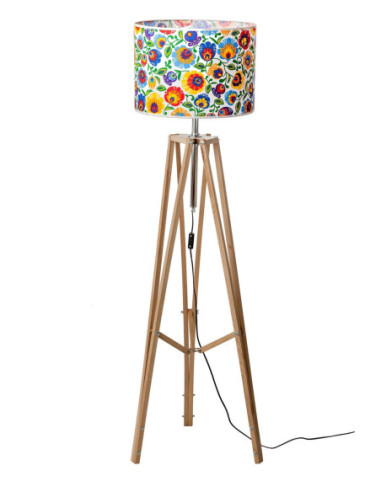 Lampa podłogowa FOLK woskowana ABAŻUR OWAL BIAŁY