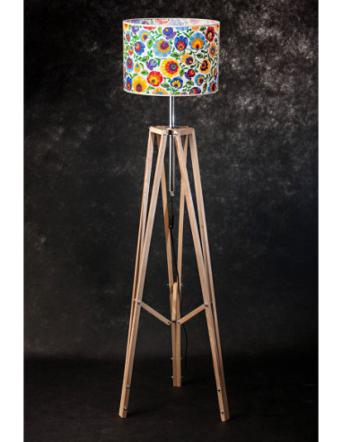 Lampa podłogowa FOLK woskowana ABAŻUR OWAL BIAŁY