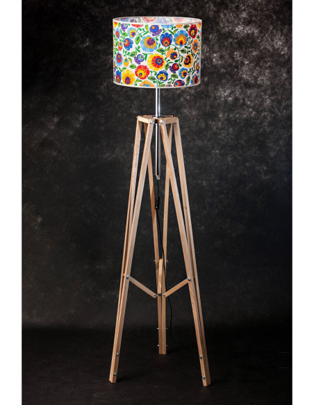 Lampa podłogowa FOLK woskowana ABAŻUR OWAL BIAŁY