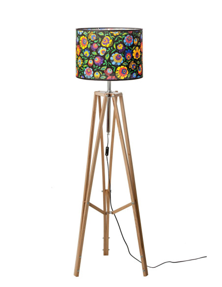 Lampa podłogowa FOLK woskowana ABAŻUR OWAL CZARNY