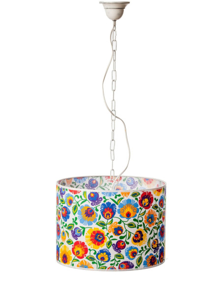 Lampa wisząca FOLK łańcuszek ABAŻUR OWAL BIAŁY