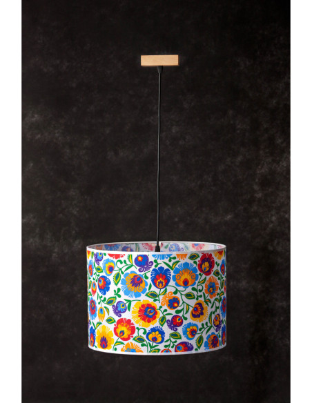 Lampa wisząca FOLK woskowana ABAŻUR OWAL BIAŁY